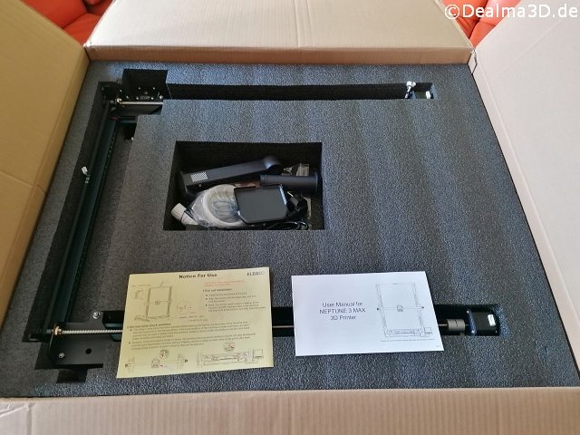 Zusätzliche Hinweiszettel für den sicheren Aufbau des 3D-Drucker