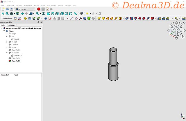 FreeCAD Modell vom Testdruck der Verlängerung der GPS Antenne