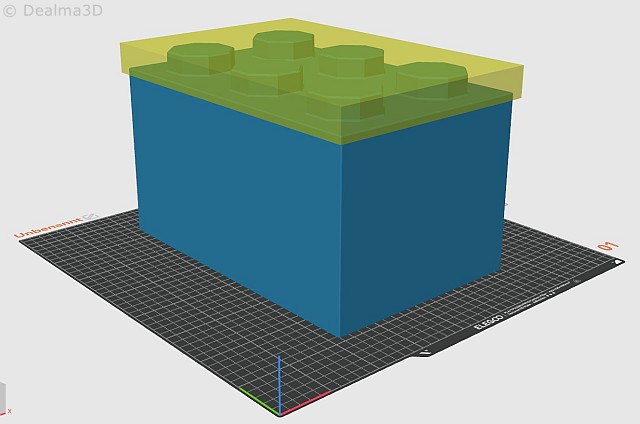XXL-Klemmbaustein mit Modifizierer für unterschiedliche Infills, zwecks Preisreduktion Material beim 3D-Druck