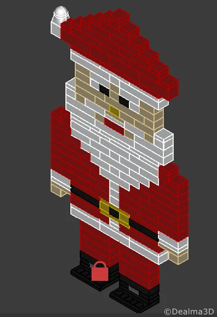 Konstruktion eines 2D-Weihnachtsmann aus Klemmbausteinen